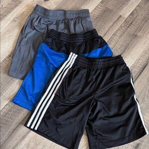 Kids Athletic Shorts 3-Pack - Black, Blue & Gray Boys Size 7-8